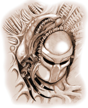 Original Predator and Alien  realism  tattoo | Tattoo Design by kaiser77