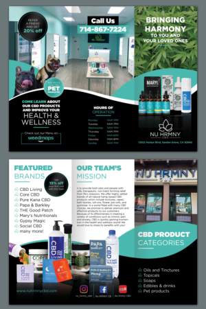 Nu HRMNY CBD retail store pamphlet design | Brochure Design by BLUE WINGS