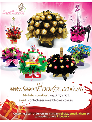 Sweet Bloomz Chocolate Bouquets Flyer Design | Flyer Design by Sandaruwan