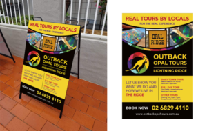 OUTBACK OPAL TOURS Eye-catching design for A-frame sign (tour company Lightning Ridge - Australia) | Schilder-Design von 3dwOrX