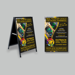 OUTBACK OPAL TOURS Eye-catching design for A-frame sign (tour company Lightning Ridge - Australia) | Schilder-Design von Maestroto