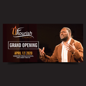 Grand Opening for Uflourish Church | Werbetafel-Design von Designers Hub