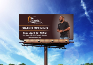 Grand Opening for Uflourish Church | Werbetafel-Design von Maestroto