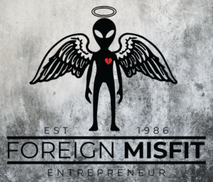 foreign misfit logo for t_shirts hats joggers leggings and also housewares | T-shirt Design by badpixelarts