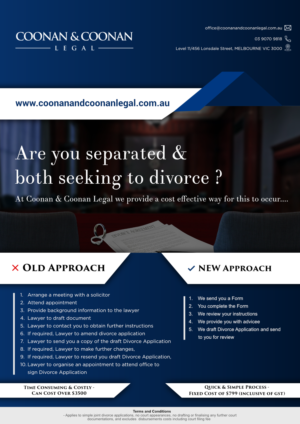 Flyer to be utilised on social media and email marketing - Making Divorce Applications Affordable | Grafik-Design von Cynor Designs