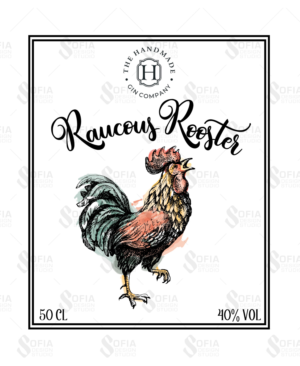 Raucous Rooster Gin Label | Etikett-Design von SofiaDesignStudio