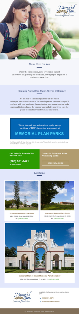 Design email for funeral home to promote pre-planning services | Email Marketing Design by Expert Designer