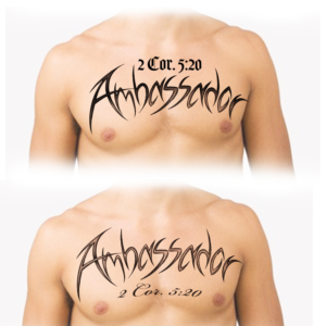 Unique AMBASSADOR Chest Tattoo | Tattoo Design by missd.tattoos