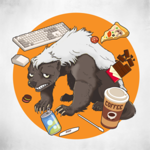 Honey Badger Hackathon Sticker | Illustration Design by cahayafatimah