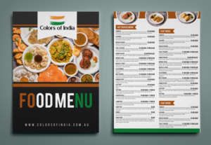  Design Menu card and product  signage  within shop for Indian fast food outlet | Menu Design by SAI DESIGNS