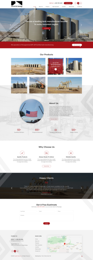 Metal tank fabricator website | Web Design by Ved Web Services