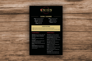 Union Sushi & Steak Dinner Menu | Menu Design by Svetlin Angelov