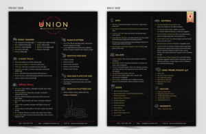 Union Sushi & Steak Dinner Menu | Menu Design by SAI DESIGNS