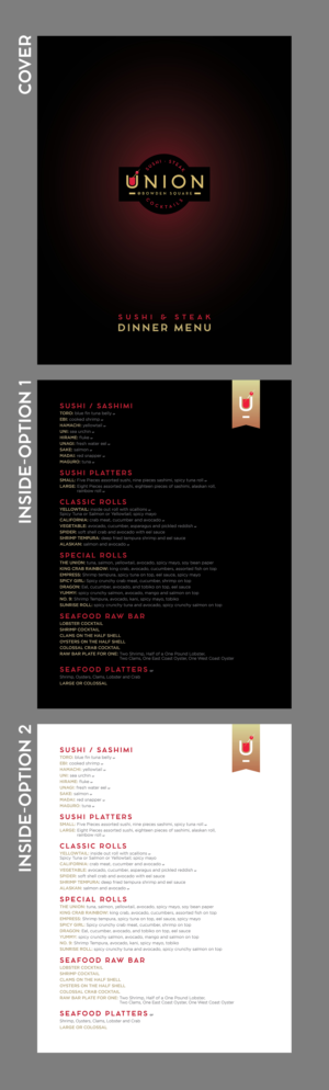 Union Sushi & Steak Dinner Menu | Menu Design by Emmanuel Creations