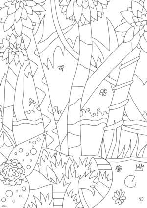 Line drawings for colouring for 2-5-year-old children: Forests, trees and animals | Grafik-Design von uandbdeziner