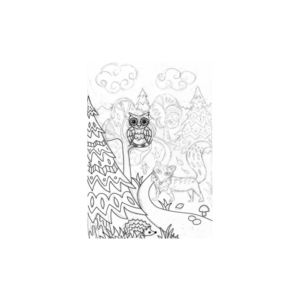 Line drawings for colouring for 2-5-year-old children: Forests, trees and animals | Grafik-Design von olpattern