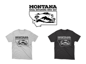 Social Distancing in mountains of MT | T-Shirt-Design von Slant Line Media