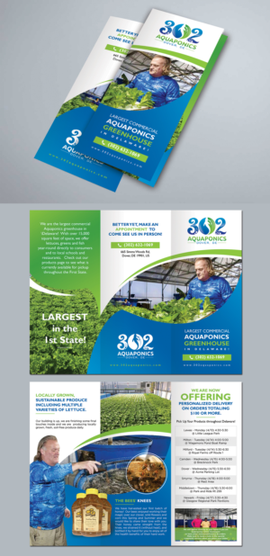 Aquaponic greenhouse needs a business brochure that shows what a unique system we have | Brochure Design by BLUE WINGS