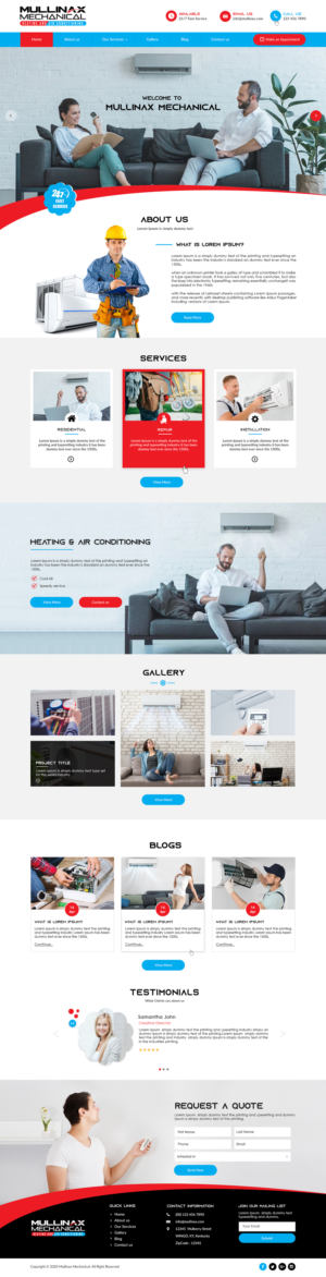 Web Design by bdesigner9 for Mullinax Mechanical Heating and Air Conditioning | Design #24180141