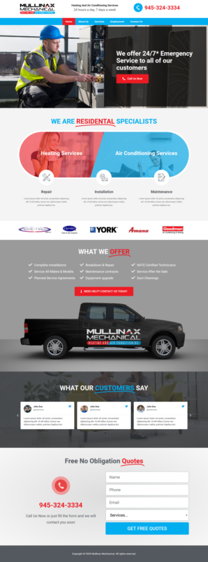 Mullinax Mechanical Heating and Air Conditioning web page | Web-Design von WP Cube