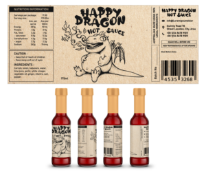 Happy Dragon Hot Sauce | Etikett-Design von Andi Yan