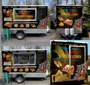 Miss Connie's Fire-Roasted Street Corn Concession Trailer Logo Wraps | Car Wrap Design by Kira.graphics