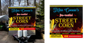 Miss Connie's Fire-Roasted Street Corn Concession Trailer Logo Wraps | Car Wrap Design by SAI DESIGNS