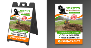 Stump Grinding sidewalk sign | Schilder-Design von ecorokerz