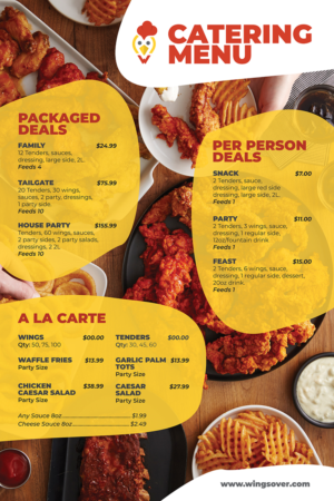 Fast-casual chicken restaurant Wings Over needs a catering menu design | Menü-Design von IG Creative Solutions