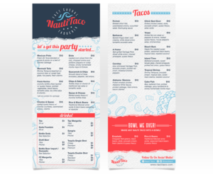 Nauti Taco Menu Design for new restaurant | Menu Design by Luniere Designs