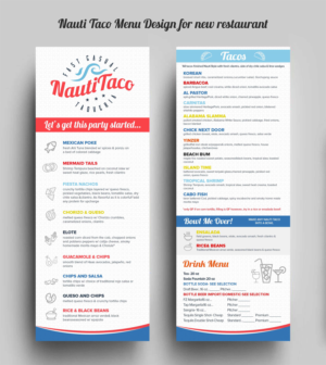 Nauti Taco Menu Design for new restaurant | Menu Design by ARTOGRAPHY