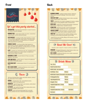 Nauti Taco Menu Design for new restaurant | Menu Design by HeshanKavinda