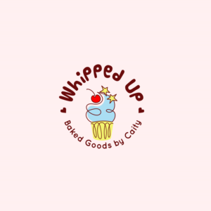 LOGO: Whipped Up     BYLINE: Baked Goods by Caity | Logo Design by Treelly