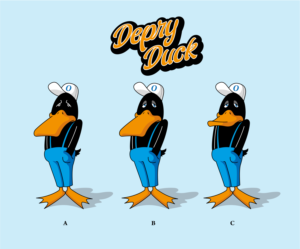 Cartoonish Depressed Duck is a character in the style of rick and morty.. he’s had it rough lately  | Grafik-Design von Al Pech