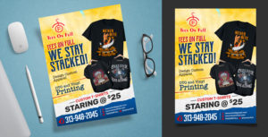 T SHIRT BUSINESS That needs a Flyer of SERVICES offered (LOGO PROVIDED) | Flyer Design by SAI DESIGNS