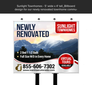 Sunlight Townhomes - Billboard design for our newly renovated townhome community | Werbetafel-Design von ARTOGRAPHY