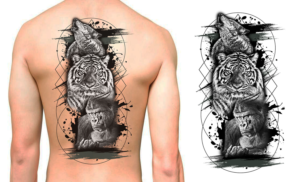 Animal Back Piece (Wolf, Tiger, Gorilla) | Tattoo Design by NILDesigns