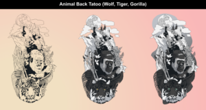 Animal Back Piece (Wolf, Tiger, Gorilla) | Tattoo Design by Tomi Ax