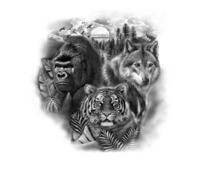 Animal Back Piece (Wolf, Tiger, Gorilla) | Tattoo Design by Jezzus