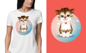 schönes Katzen Design mit Hintergrund | T-Shirt-Design von ally designs