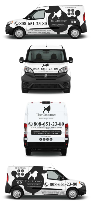 Miami dog groomer.  Necesito un rótulo para un vans pro master 2500  | Car Wrap Design by Shumaila Kiran