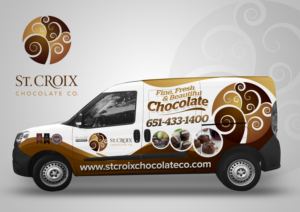 Bold and bright van wrap for chocolate shop | Car Wrap Design by SAI DESIGNS