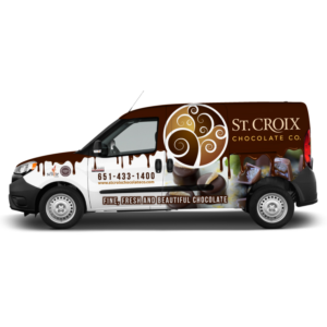 Bold and bright van wrap for chocolate shop | Car Wrap Design by Yoga Tri