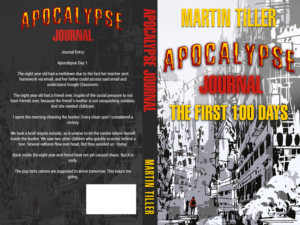 Apocalypse Journal Book Cover. In the style of a black and white comic | Book Cover Design by CreaTVIT