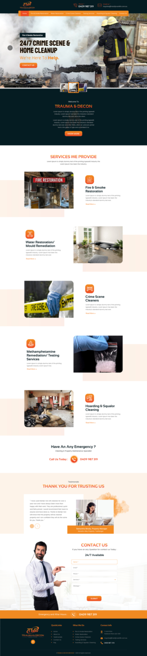 Wordpress Design by rightway for Trauma & Decon Services | Design: #25211560