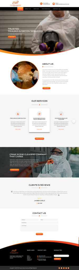 Wordpress Design by bdesigner9 for Trauma & Decon Services | Design #25217893