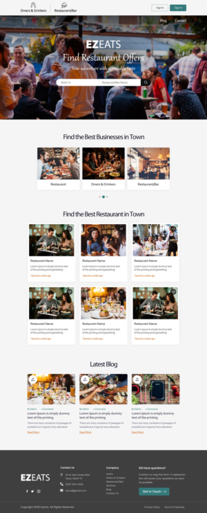 b2c portal. EaziEats. Attract diners and drinkers to restaurant/bar deals | Web-Design von Shijo John