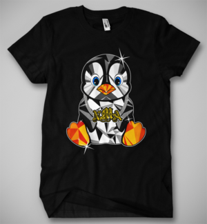 Glass Penguin With Diamond Chain | T-shirt Design by Jonya