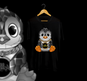 Glass Penguin With Diamond Chain | T-shirt Design by HELLOCRUNK