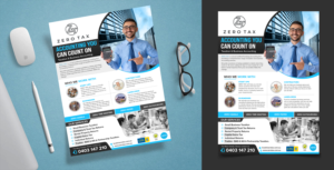 Business is called "Zero Tax". Accounting and tax services.  | Flyer Design by SAI DESIGNS